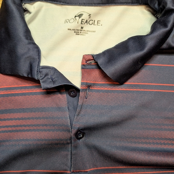 Men's Navy and Red Striped Polo Shirt - Picture 3 of 4